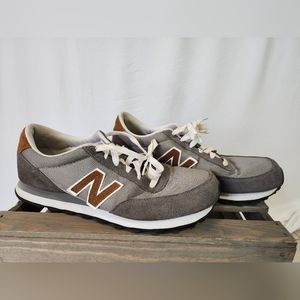 Mens new balance 501 grey brown leather suede sneaker shoe 11.5 retro